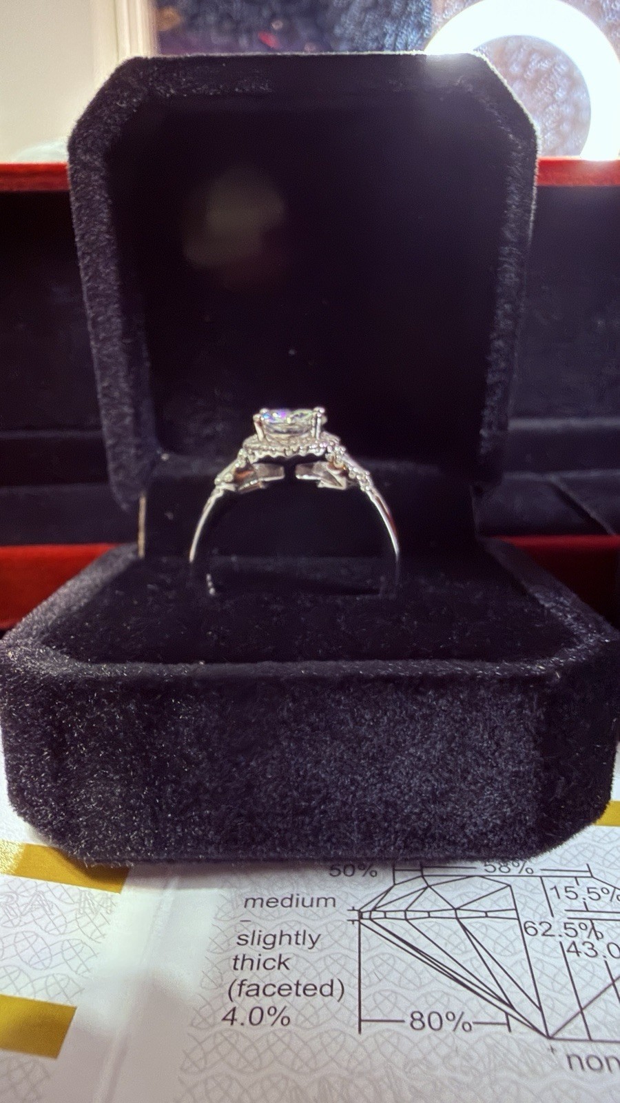 GRA Certified VVS1 925 Sterling Silver Moissanite Engagement Ring Size 8