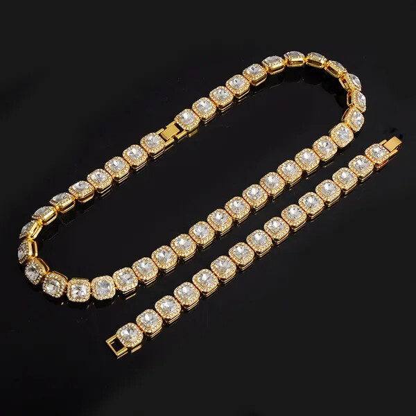 Hip Hop Iced Simulated Diamond 8.5″ Bracelet 18″ 20″ 24″ Tennis Chain Necklace