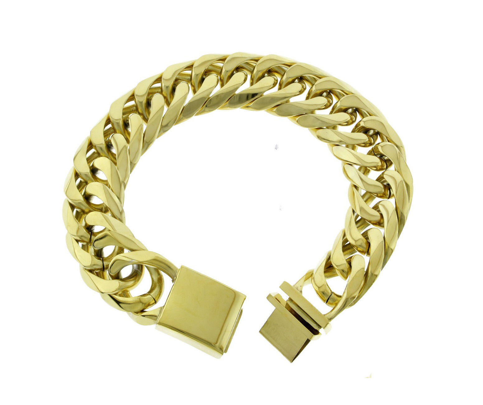 8-10” Long Solid 18K Gold Plated 9mm-21mm Miami Cuban Curb Link Chain Bracelet