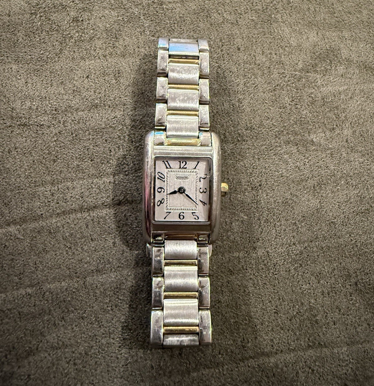 Coach Tank Women’s Quartz Analog Rectangular Silver Bracelet White Dial Watch