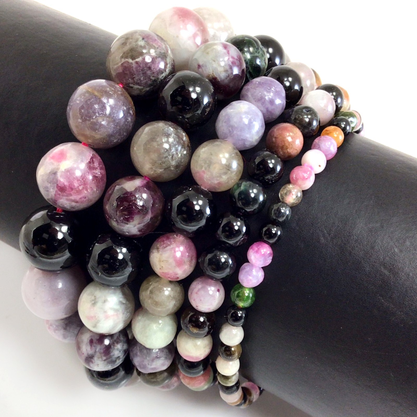 Handmade Natural Tourmaline Stretch Bracelet Round Bead 4 6 8 10 12Gemstone 7.5″