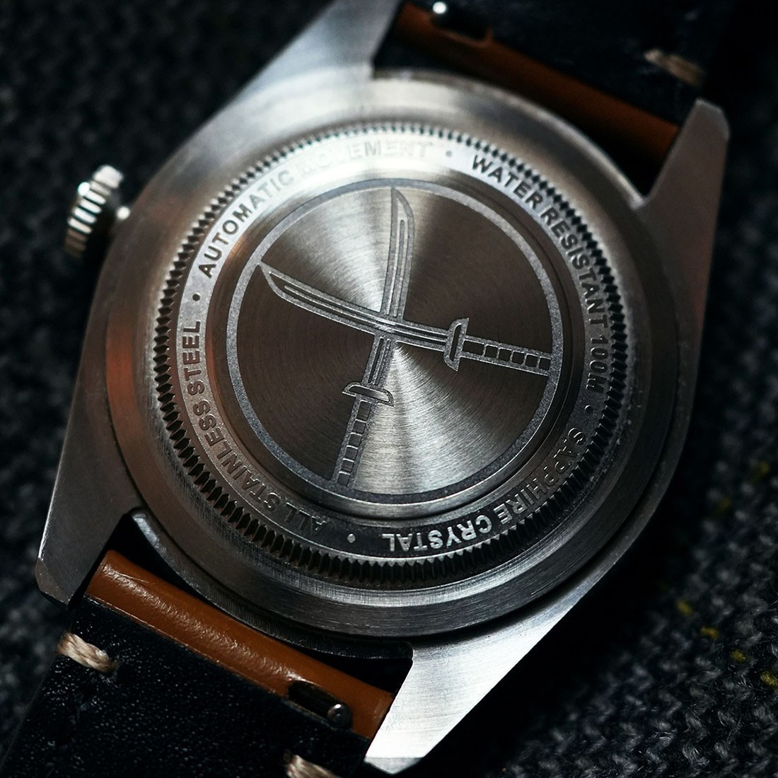 Dagger Axe Oceanic Automatic Steel Black Brown Leather Diver Men’s Watch