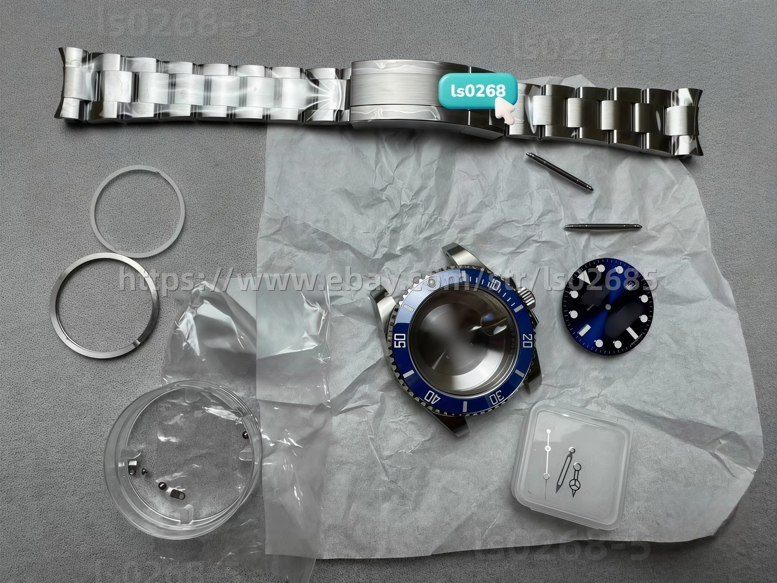 DIY SET for 3135 40MM watch case + dial + hands + Strap sapphire