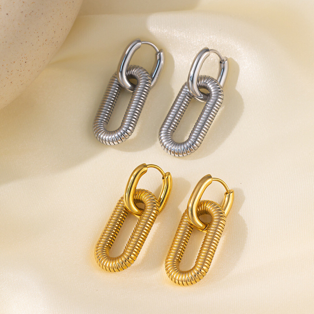Chunky Chain Link Hoop Earrings for Women Gold or Silver Stainless Steel Ging…