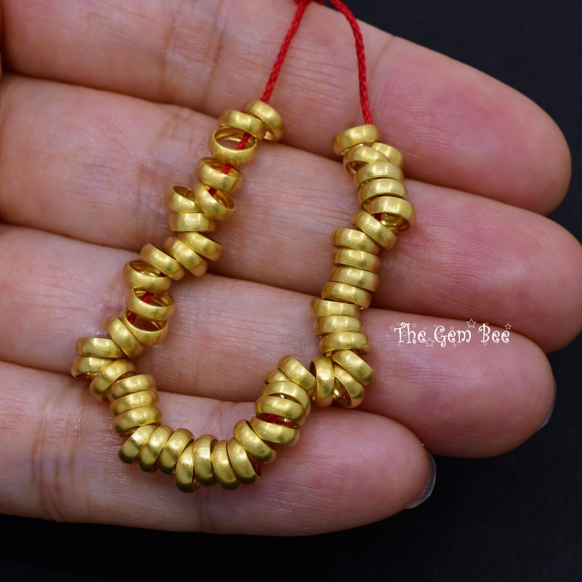 6mm or 5.2mm 18k Yellow Gold Matte Loop Spacer Ring Bead 4.5mm 3.5mm holes