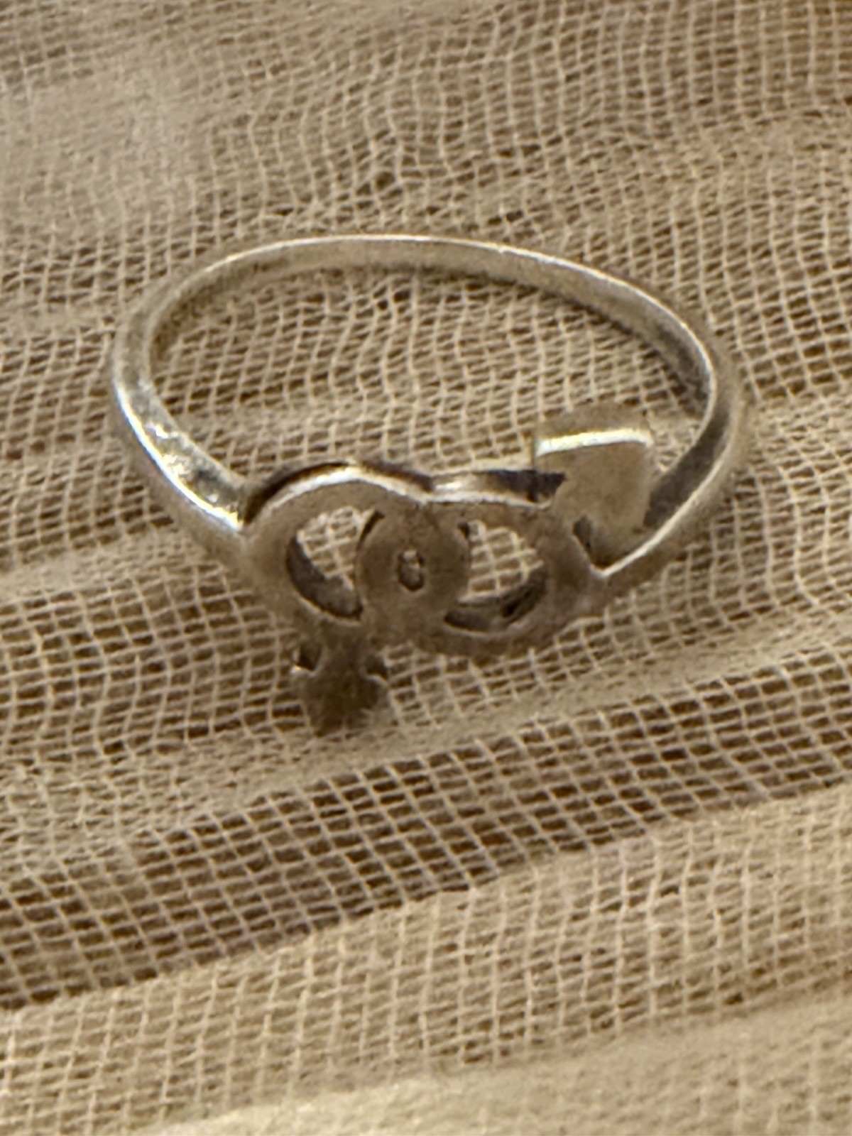 .925 EJ Sterling Vintage Male & Female Symbol Ring Size