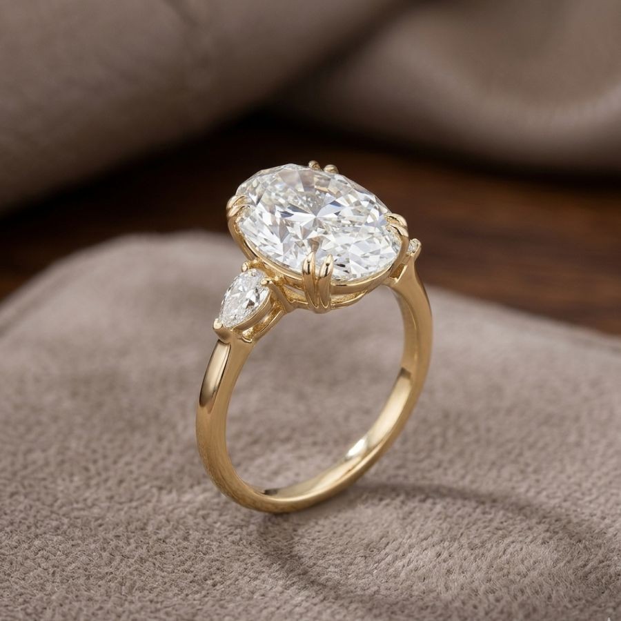 2.40Ct Oval-Cut VS1 Lab Grown Diamond Wedding Engagement Ring 14k Yellow Gold