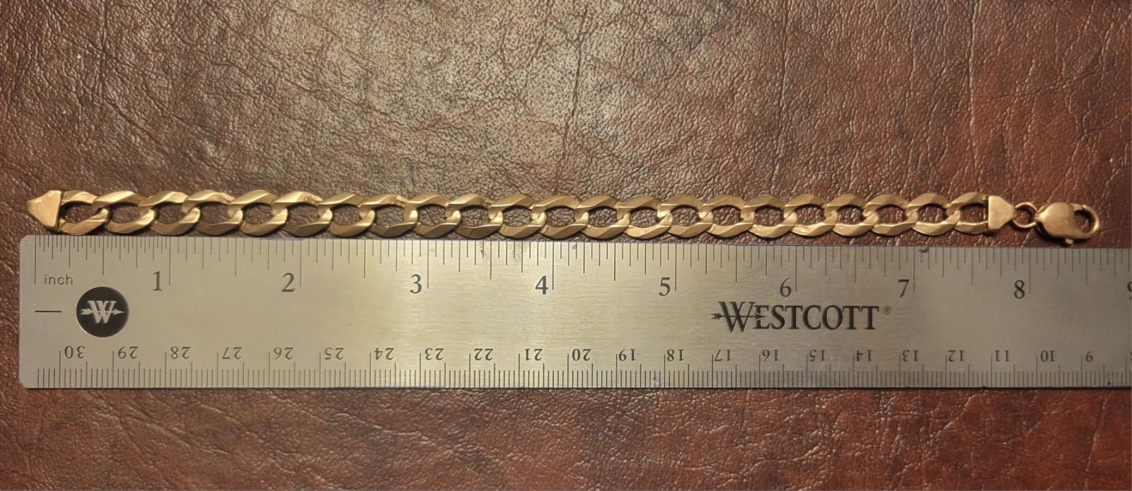 14k Rose Gold Flat Cuban Link Chain Bracelet 9mm wide,15.988 gram, 8 1/2″ length