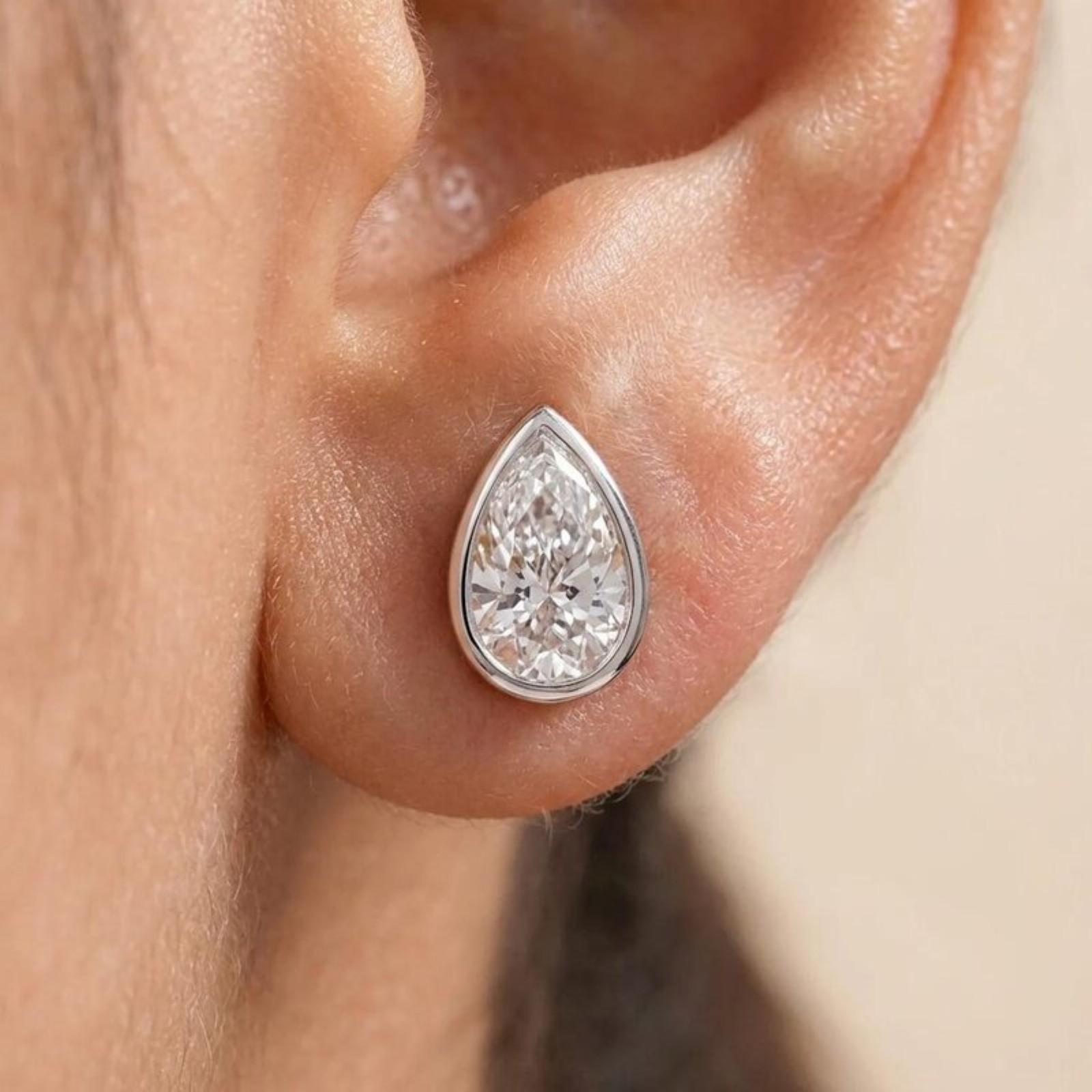 2 Ct Pear Cut VS1 IGI Certified Lab Grown Diamond Stud Earrings 14k White Gold