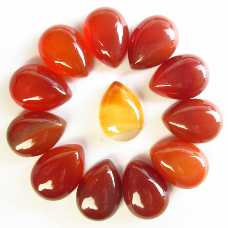 12Pcs 15x12x5mm Red Agate Teardrop Cab Cabochon B67102