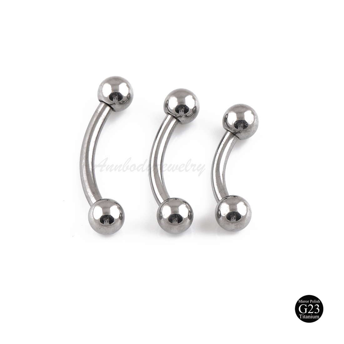 16g 14g SOLID G23 TITANIUM Ball Curve Barbell Eyebrow Ring Externally threaded