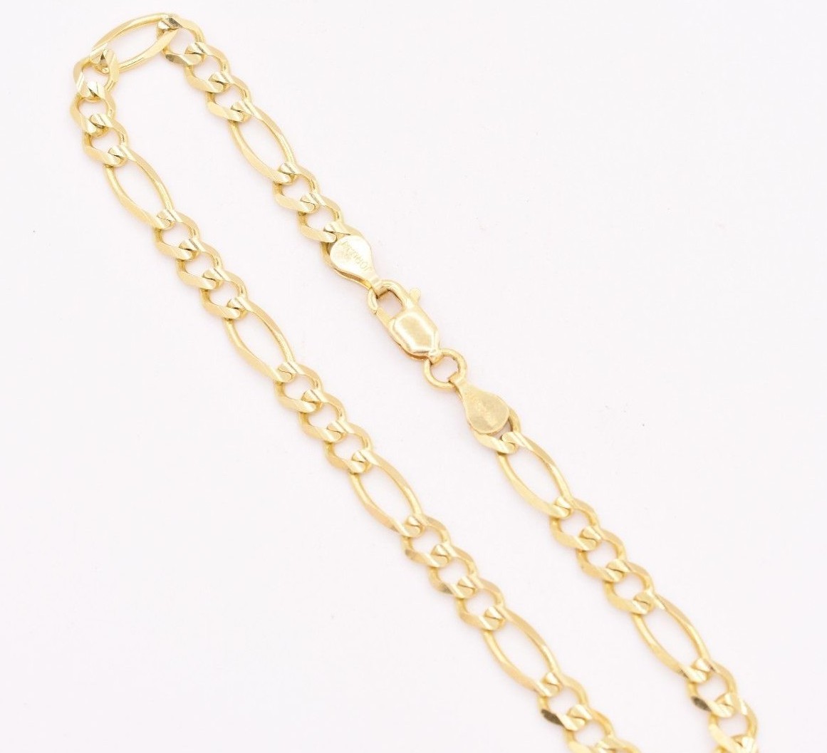 4.5mm Royal Figaro Solid Link Ankle Bracelet Anklet Real 10K Yellow Gold 8″-12″