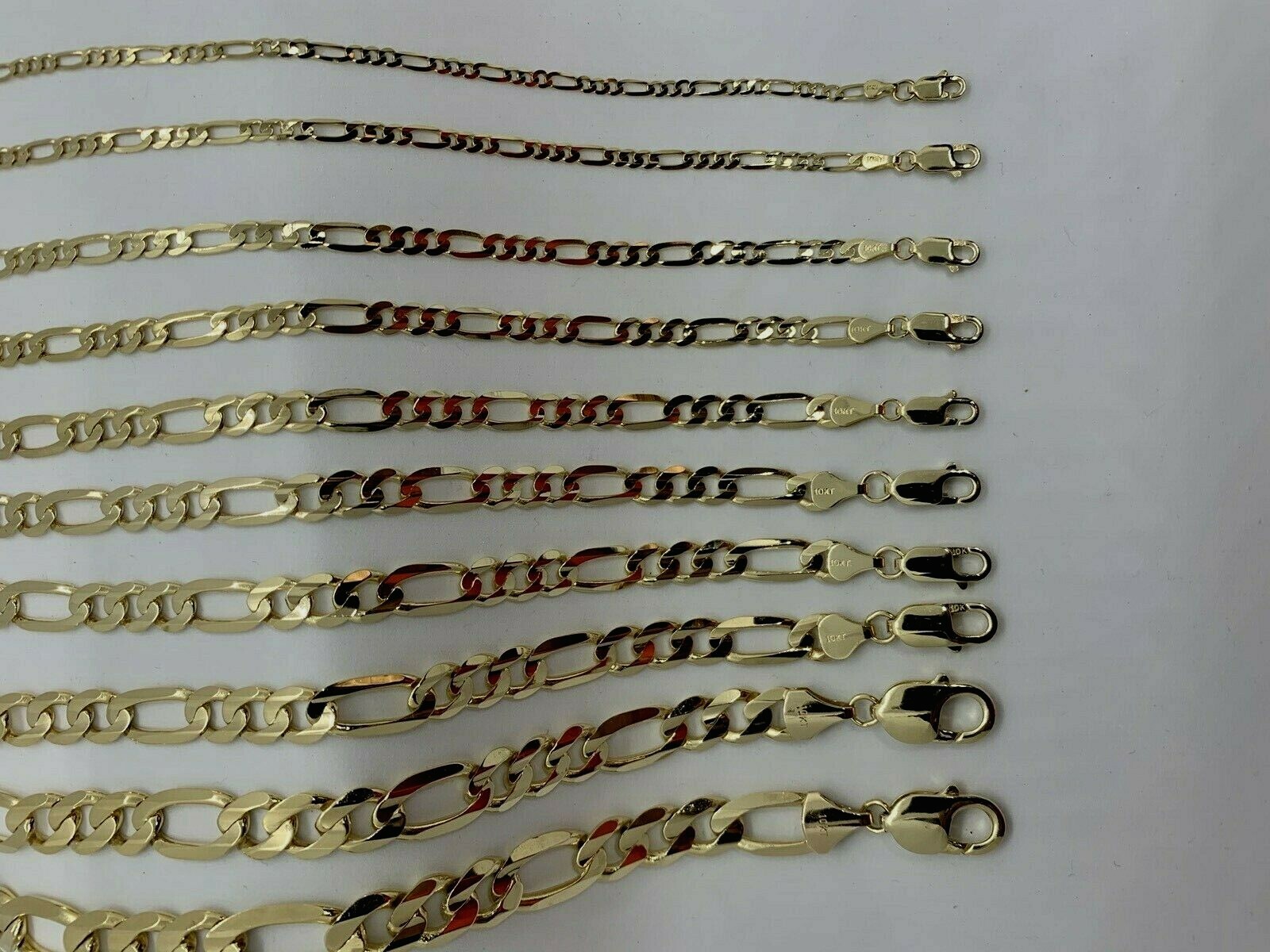 10K Solid Gold Figaro Link Chain Women’s/Men’s Necklace Chain 2mm-10.5mm 16-30″