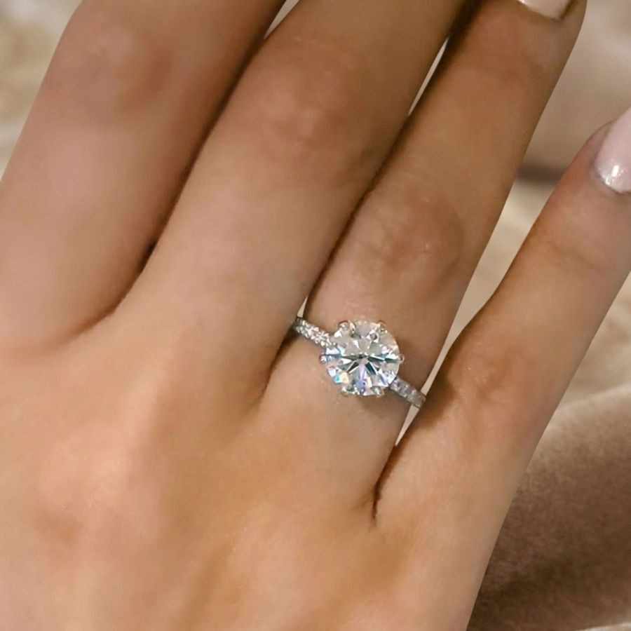 2.30Ct Round Cut VS1 Lab Grown Diamond Wedding Engagement Ring 14k White Gold