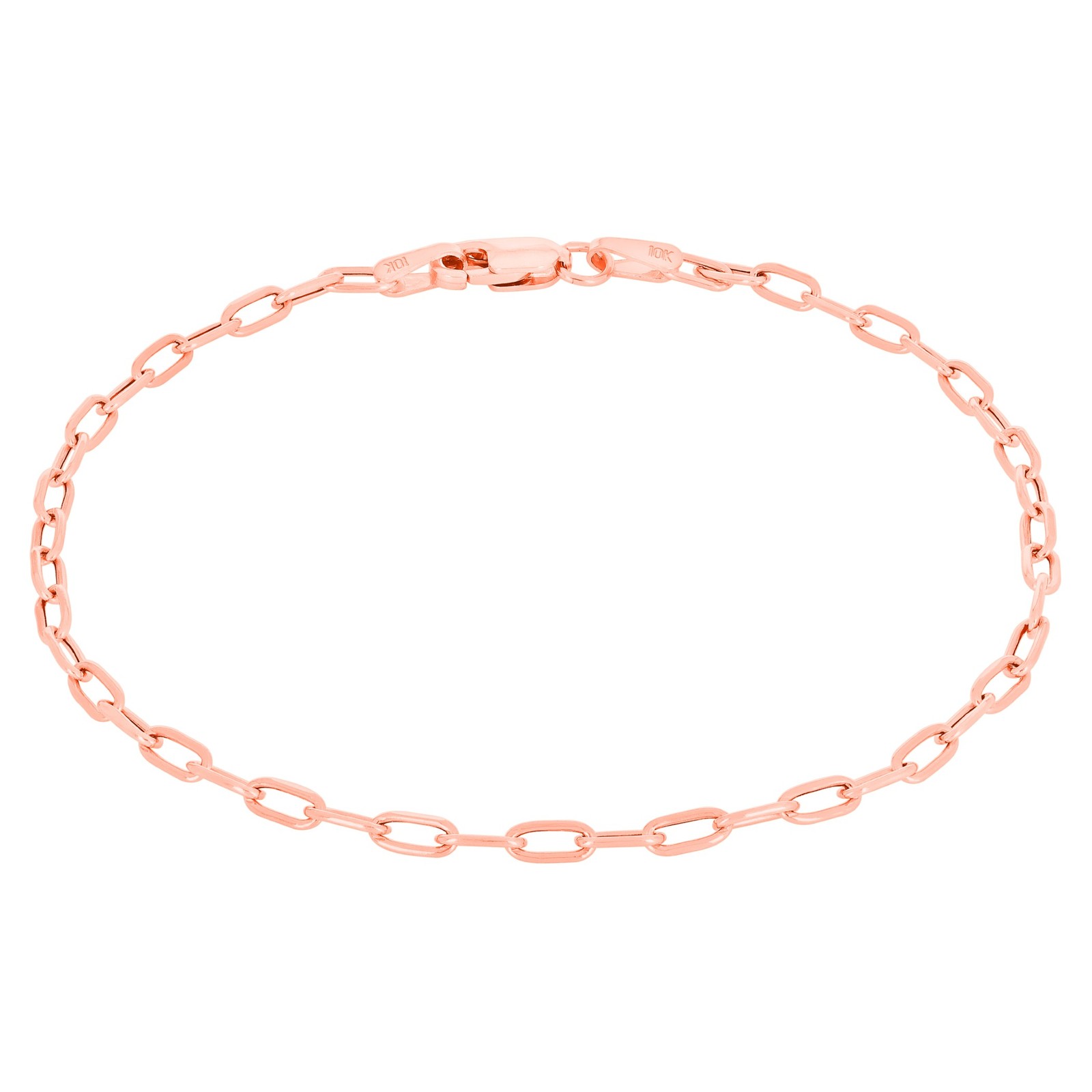 10k Rose Gold 2mm Paperclip Chain Cable Rolo Link Bracelet Womens 7″ 7.5″ 8″