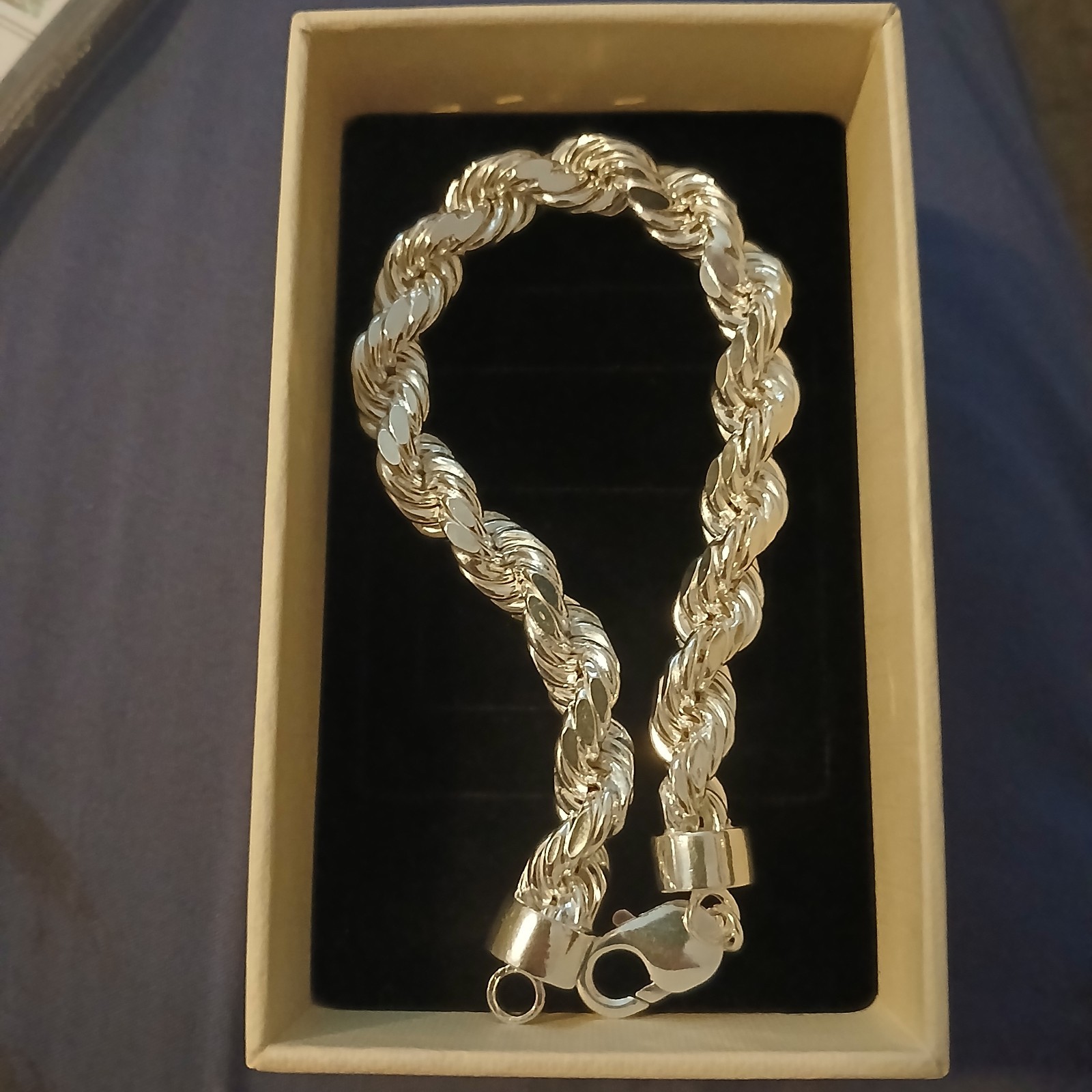 Sterling Silver Rope Bracelet 8in Length 7.8mm Thick