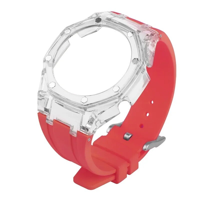 Transparent Case Bezel With Rubber Band Strap Mod Kit For Casio GA2100/GA2110