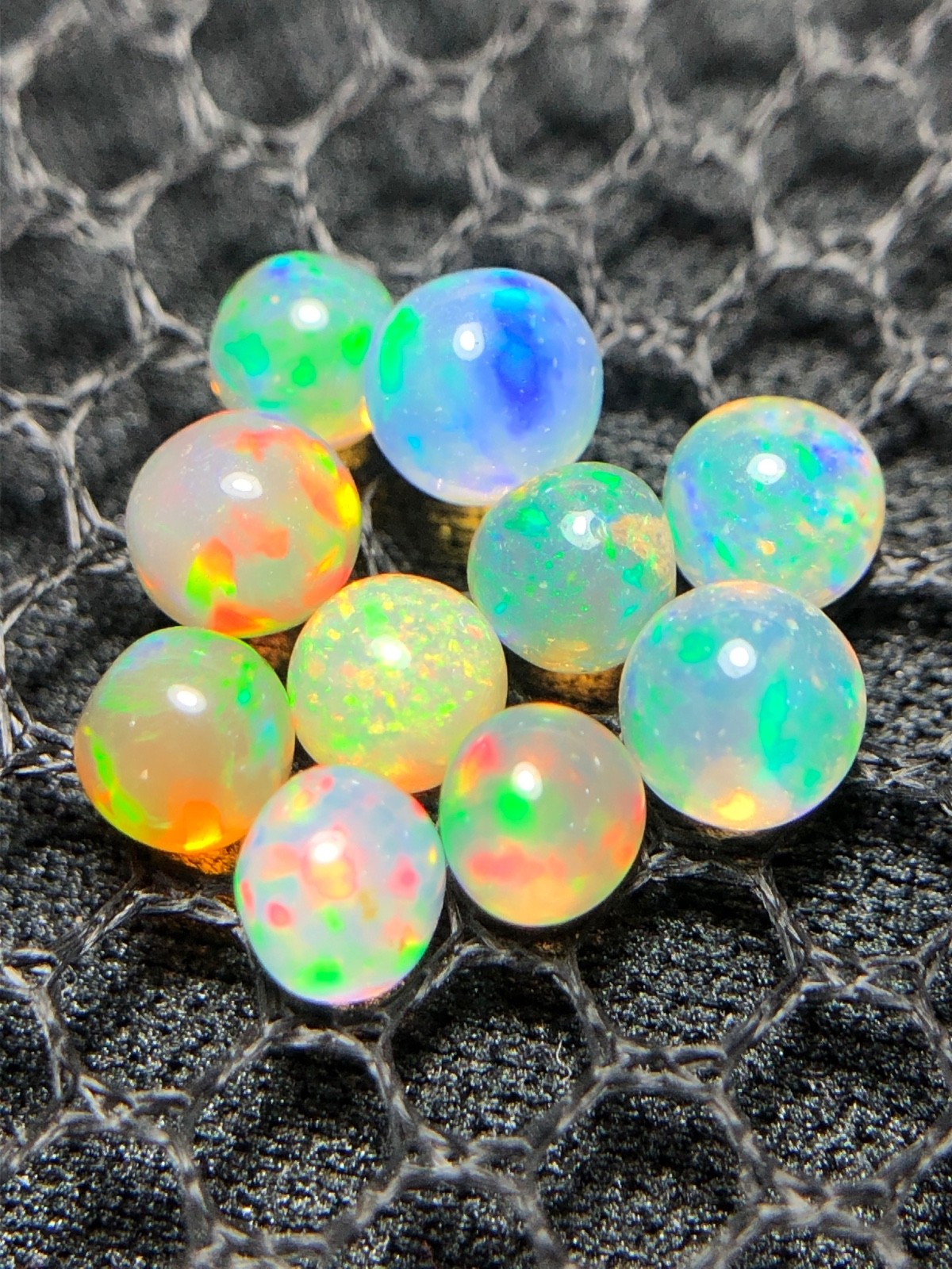 Natural Ethiopian Opal Sphere 10 Pieces Lot 3.40 Ct Rainbow Fire Opal Ball