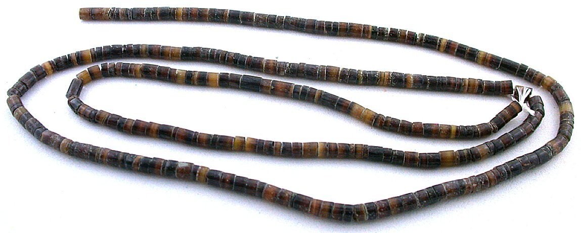 3mm To 3.5mm Natural Black Brown Shell Heishi Gemstone 24 Inch Bead Strand HBS17