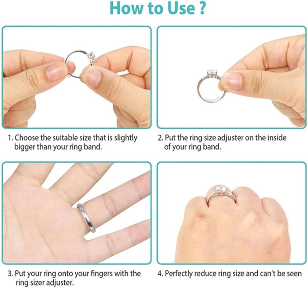 12 Pack Ring Sizer Adjuster with Polishing Cloth Universal Resizing Ring Guards