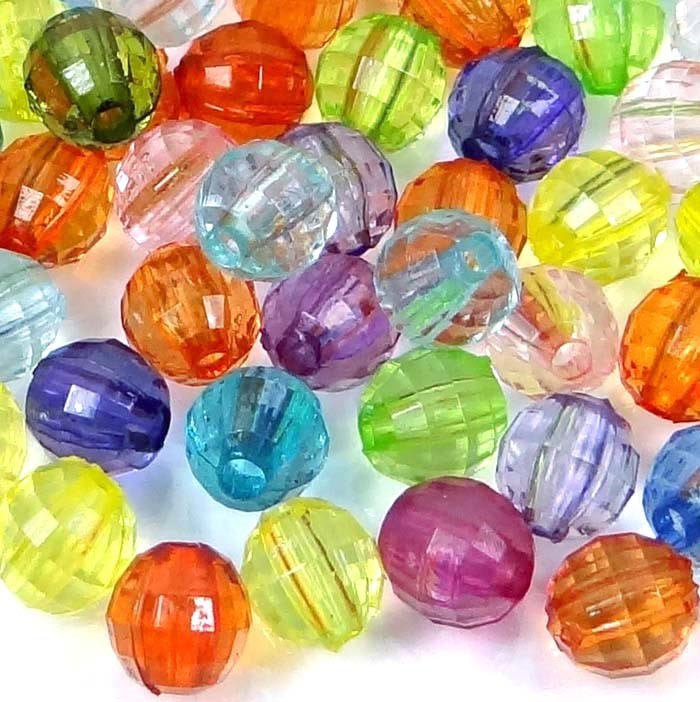 6mm Mixed Color Faceted Round Acrylic Beads spacer (100 pcs)
