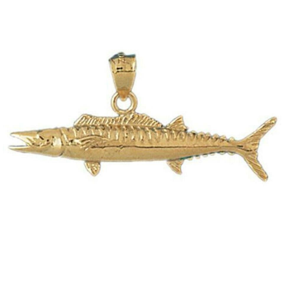 14k Yellow Gold Wahoo Fish Pendant / Charm, Made in USA