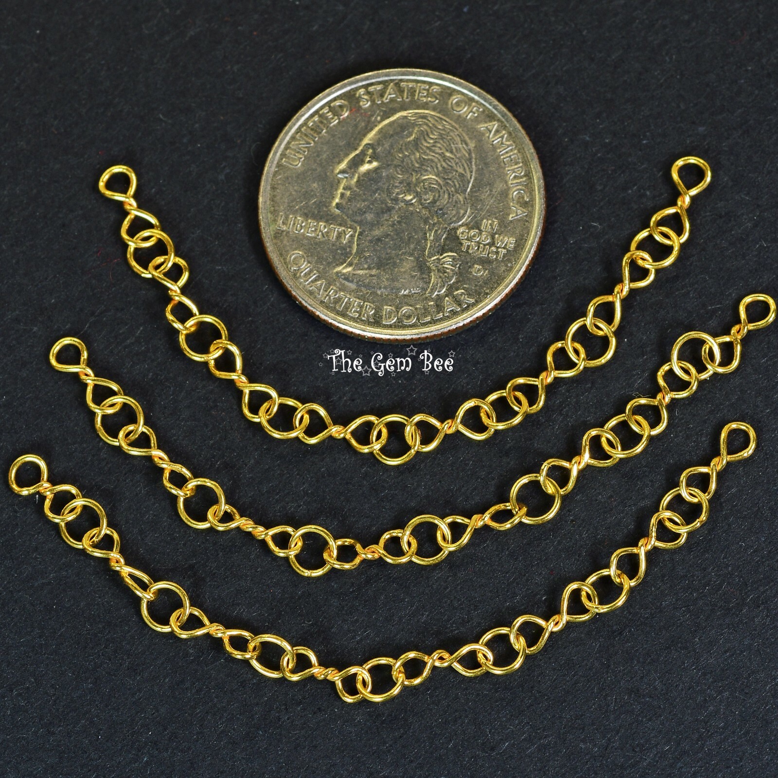 4.2mm 18k Solid Yellow Gold Handmade Old-fashioned Bowtie Chain Extender 3 INCH