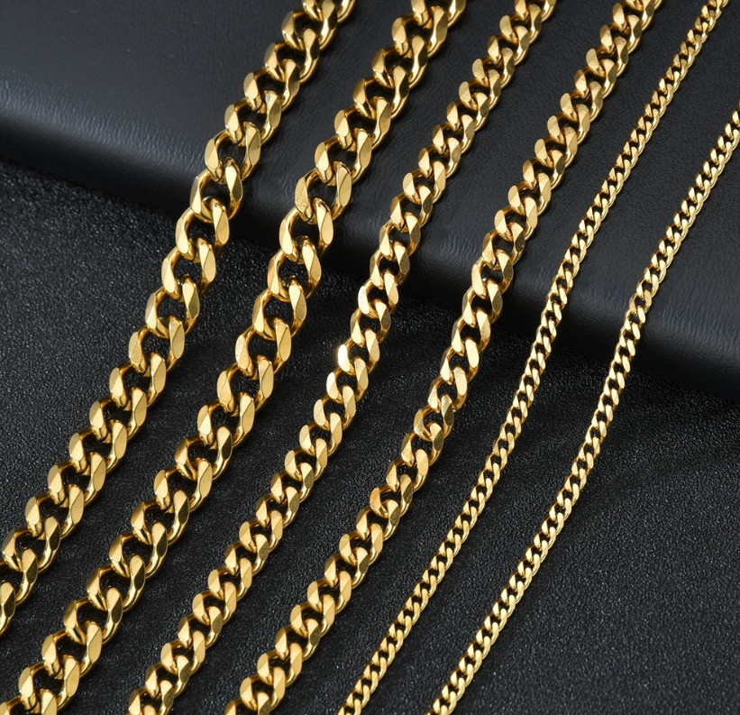 Men Women Gold Silver Stainless Steel 2/3/5/7mm Cuban Curb Chain Necklace 16-36″