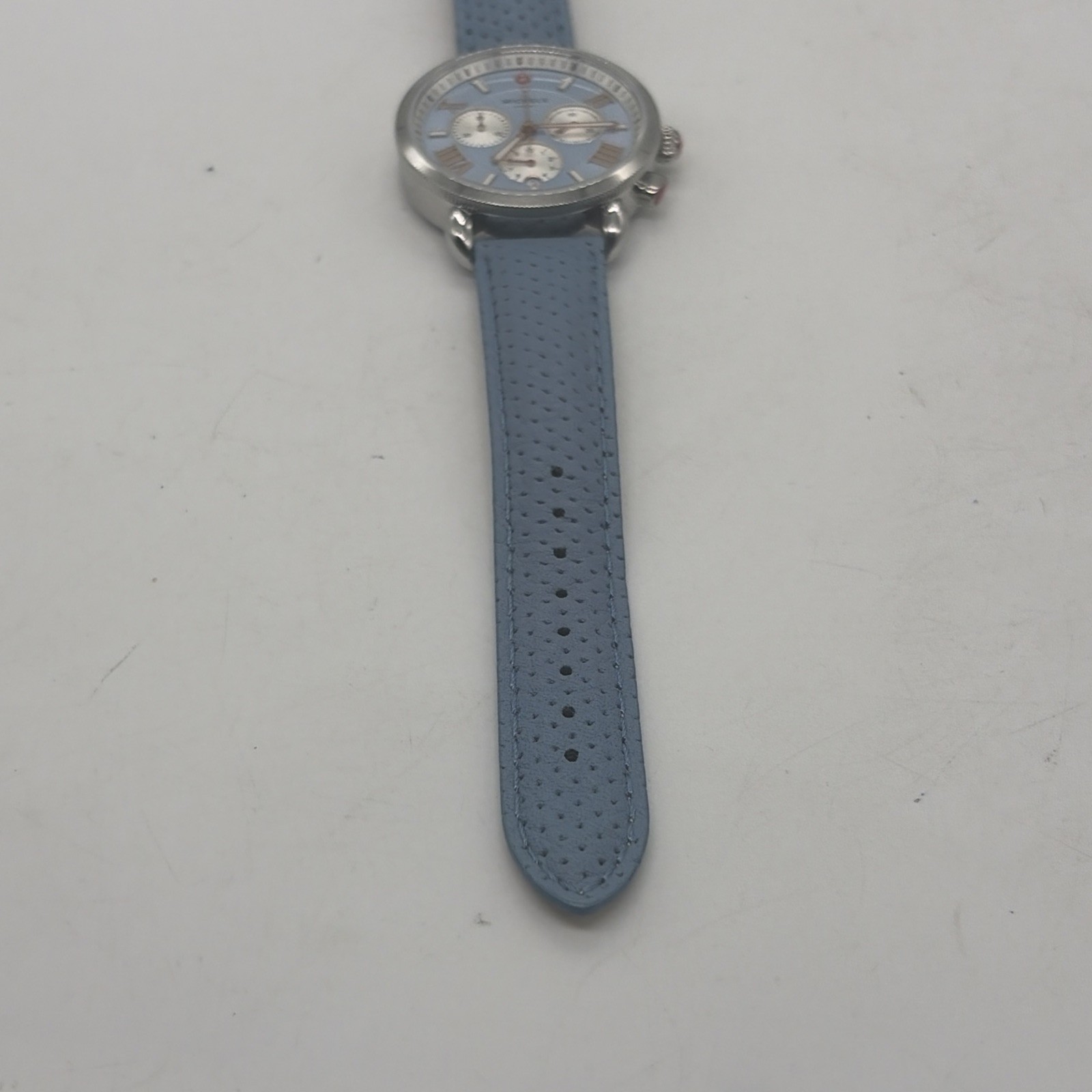 Michele Sport Sail Chronograph 38mm Blue Dial Leather Band Watch MWW01P000005