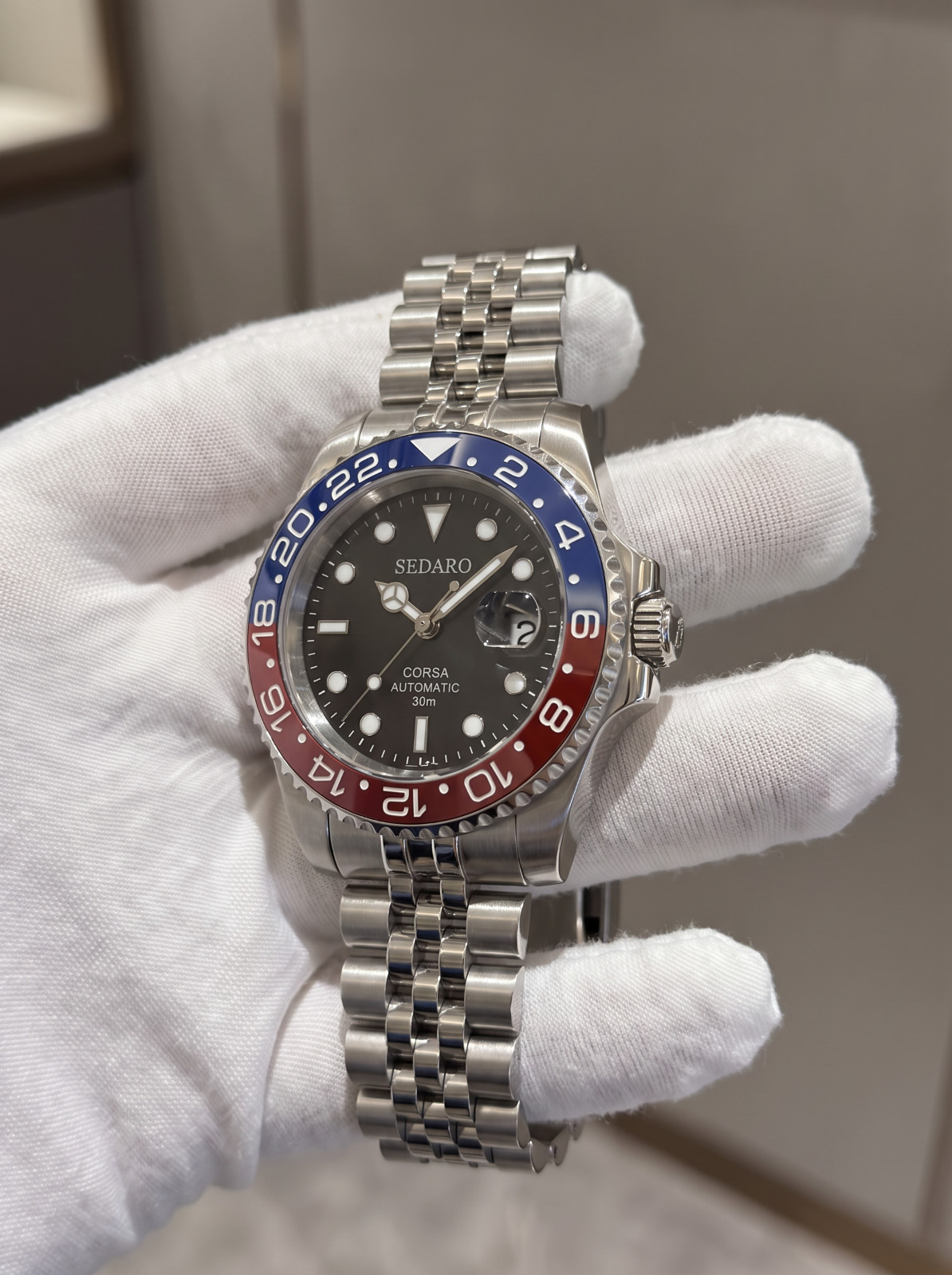 SEDARO GMT Style Watch Japanese NH35 Automatic Pepsi Bezel Sapphire 41mm