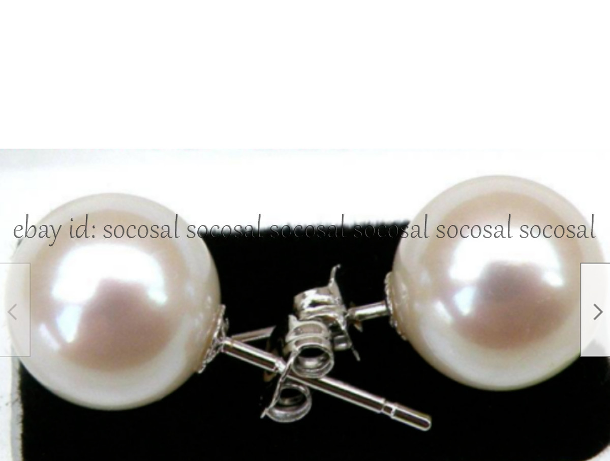 Perfect Genuine Natural Round White South Sea Pearl Stud Earrings 14K Gold
