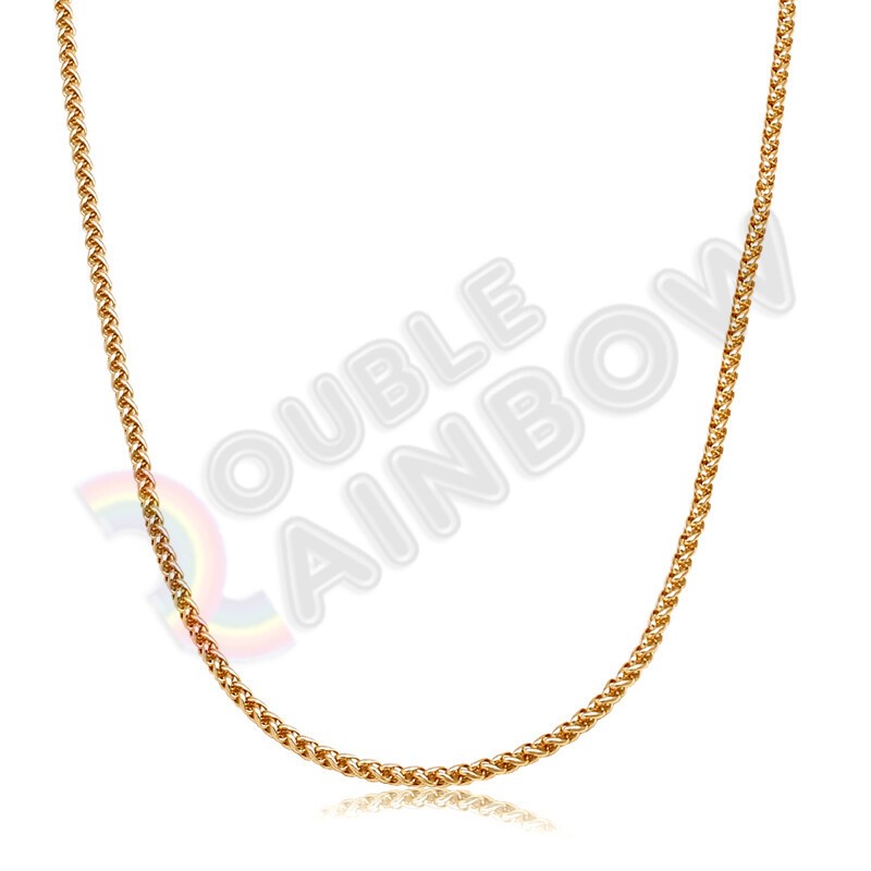 Men WomenStainless Steel Wheat Necklace Braided Gold Plated 3mm Link 18-36″Chain