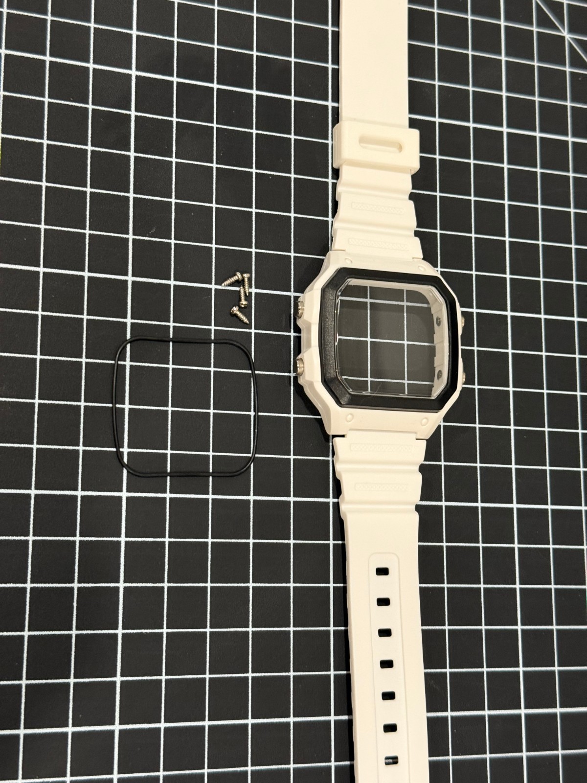 NO WATCH – White/Black MOD Case & Strap for Casio World Time Royale AE-1200