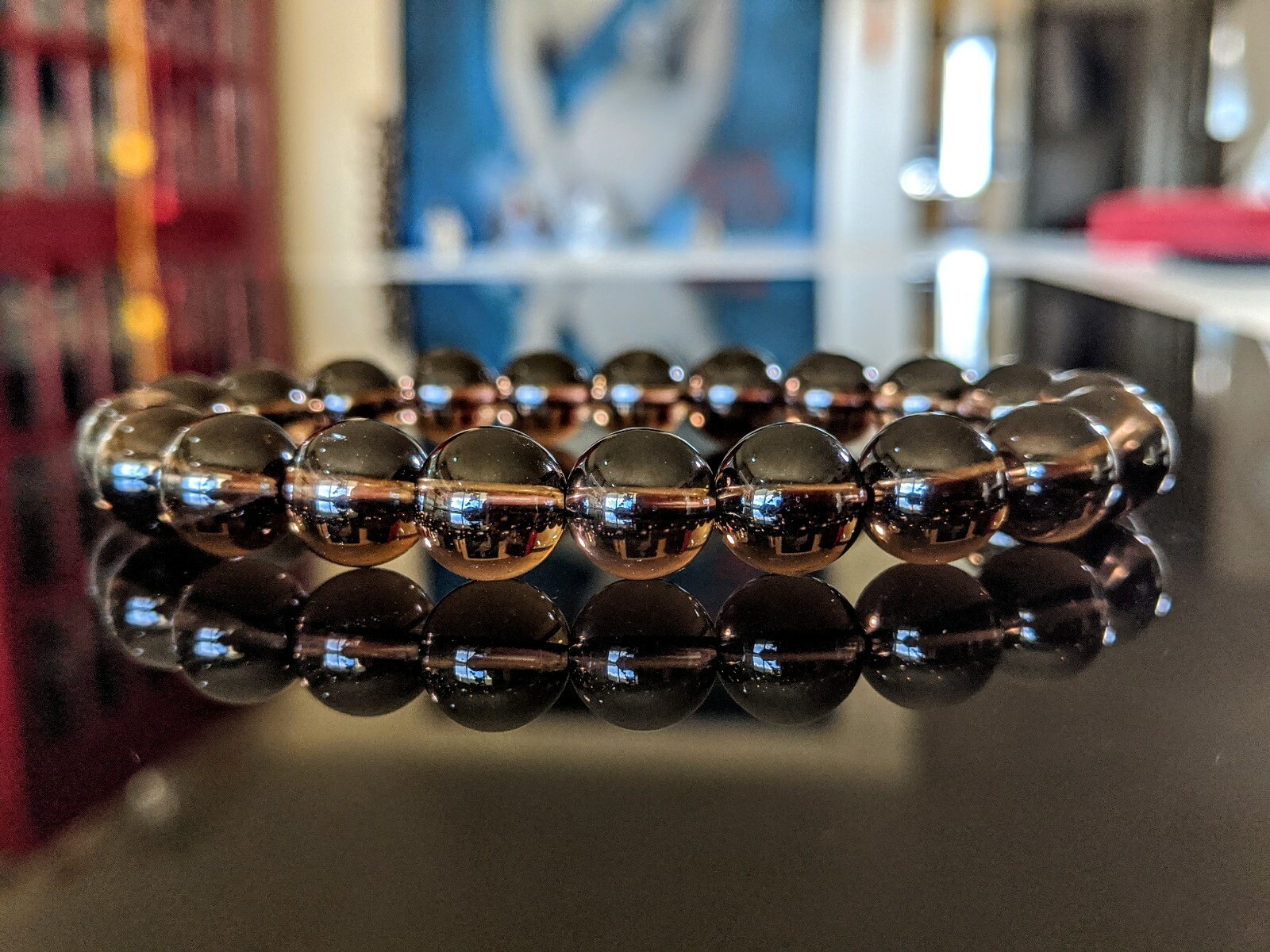 Champagne Brown Smoky Quartz Bead Bracelet Men Stretch 10mm 7, 7.5, 8, or 8.5 in