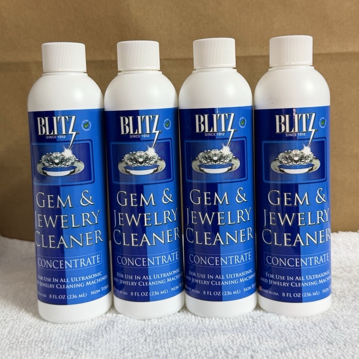 Blitz Gem & Jewelry Cleaner Concentrate 8 fl oz for Gold Diamond 4 Pack