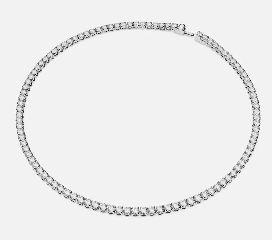 Swarovski Matrix Tennis Necklace Medium, Round Cut White Rhodium Plated.