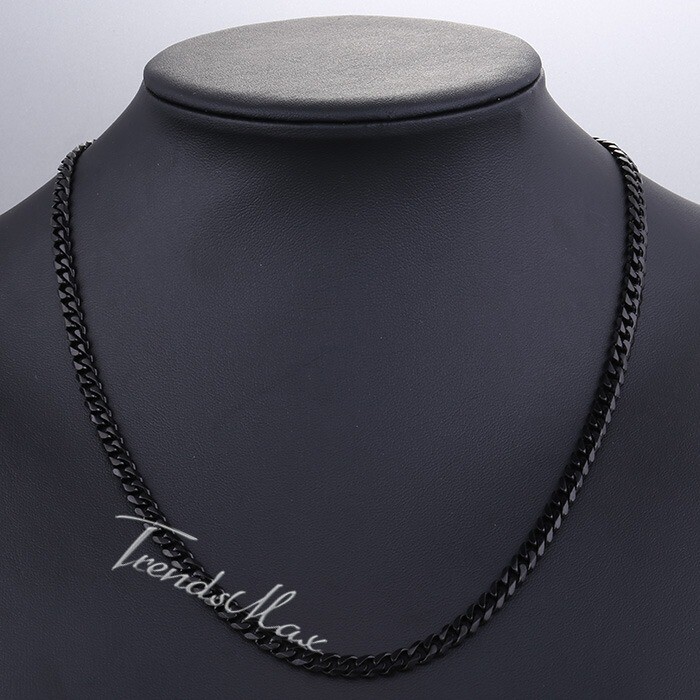 3/5/7mm 18-34″ Black Stainless Steel Necklace for Mens Unisex Curb Cuban Chain