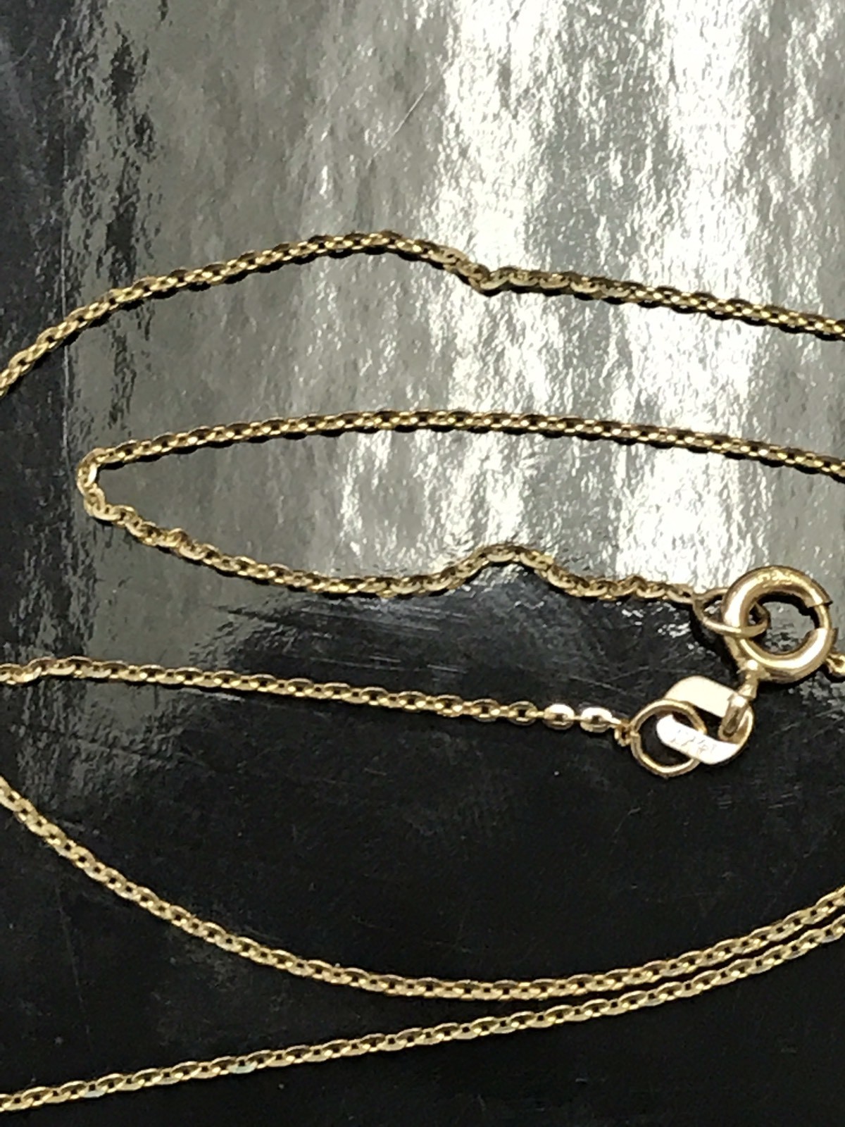 14k Solid Yellow Gold Rolo Anchor chain Necklace 16-18 inches Brand New 1mm
