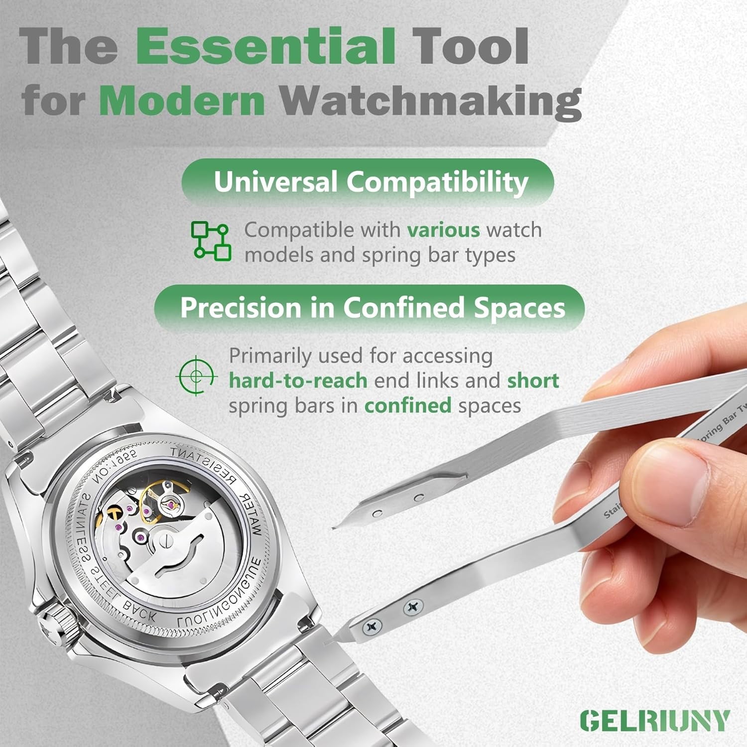 Lightweight Professional Spring Bar Tweezers – 4 Working Ends for Watchmakers