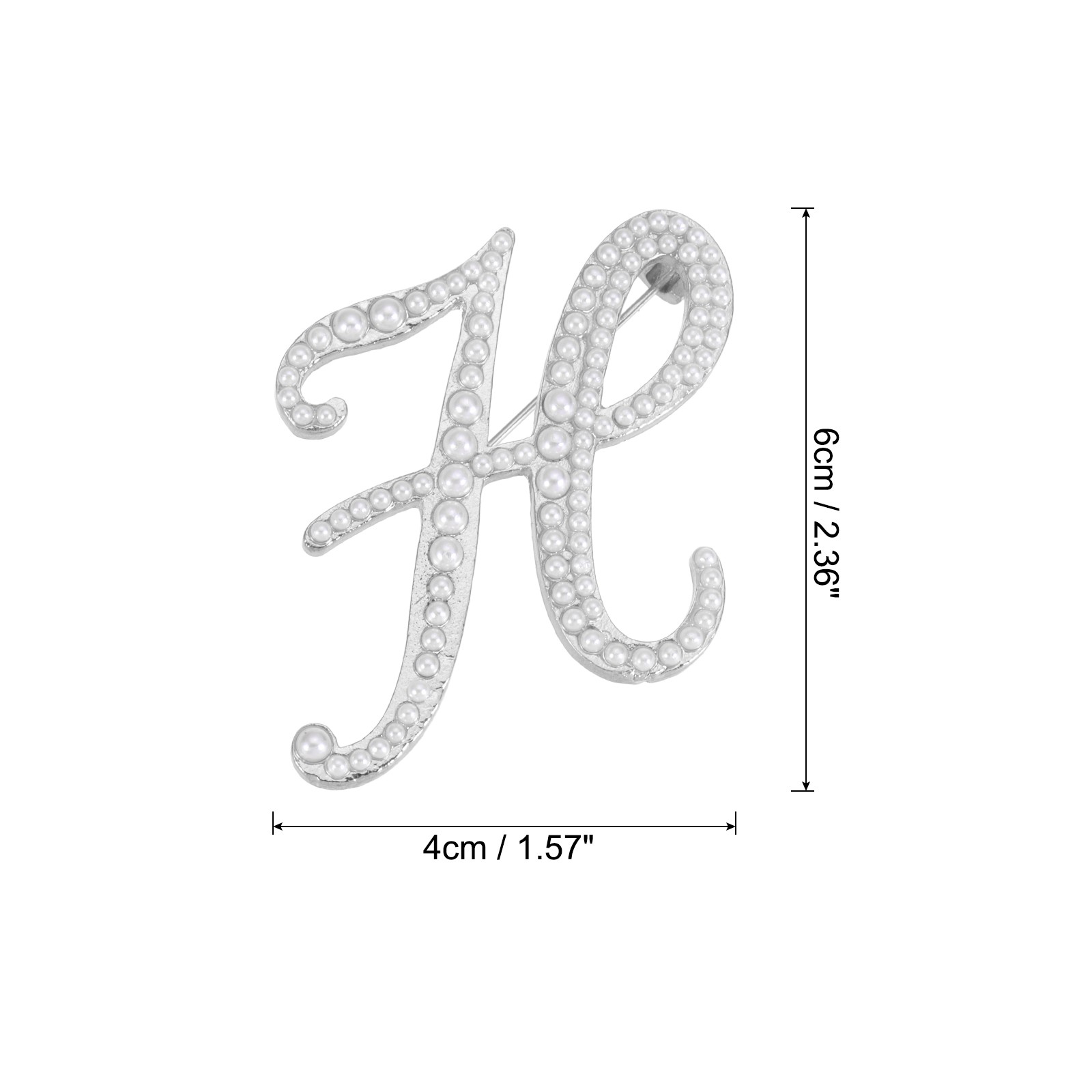 Letter Brooch Pins Pearl Initial Alphabet H Pin Silver Tone