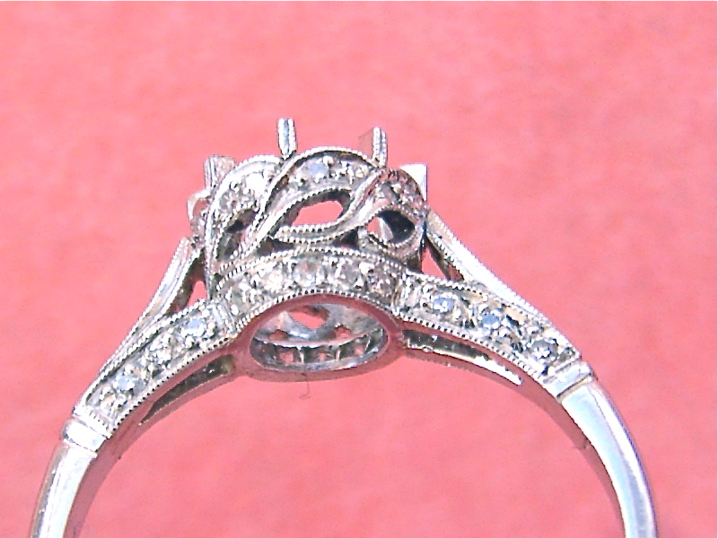 ANTIQUE STYLE 1 ct (6.5mm) SOLITAIRE DIAMOND PLATINUM ENGAGEMENT RING MOUNTING