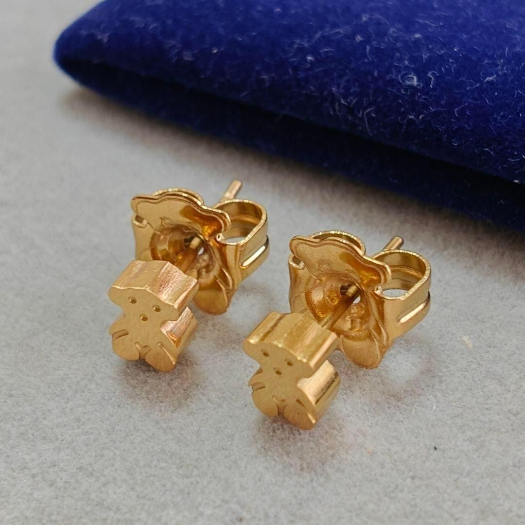 TOUS Mini bear Earrings gold Cute Jewelry Accessories Luxury Gift F368