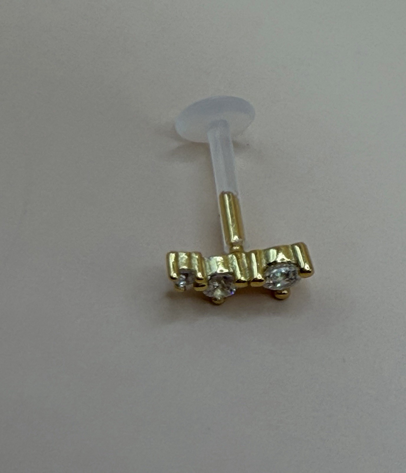Sterling Silver 925 Cubic Zirconia Ear Threadless Flat Back Labret 16g 1.2mm