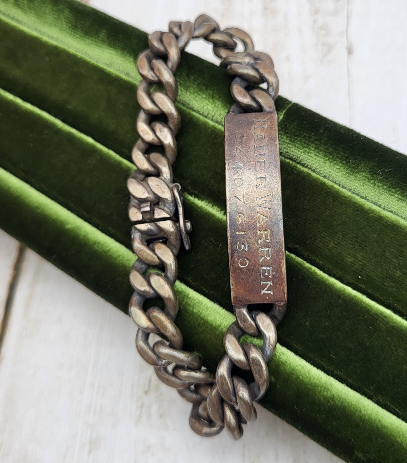 Vintage Napier 925 Sterling Silver ID Engraved Nameplate Curb Link Bracelet