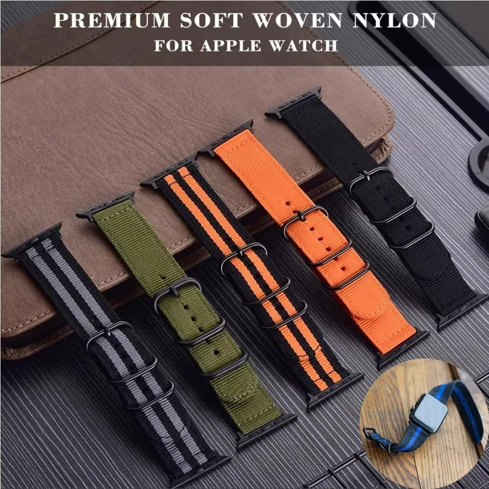 Nylon Strap For Apple watch band Ultra 2 45mm 41mm 42mm 49mm Military Woven band