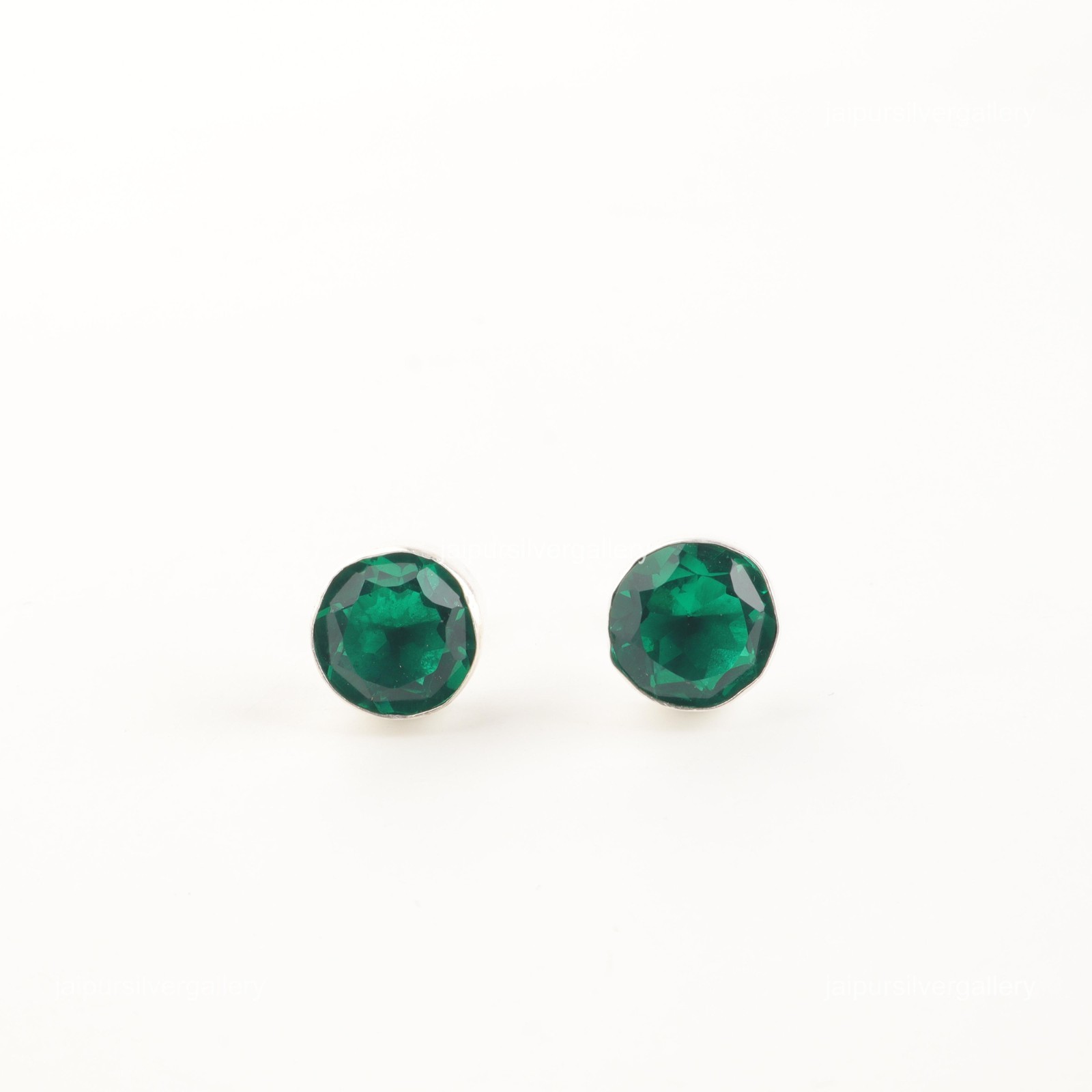 Emerald Gemstone Earrings 925 Sterling Silver Handmade Boho Jewelry 0.42″ Gifts