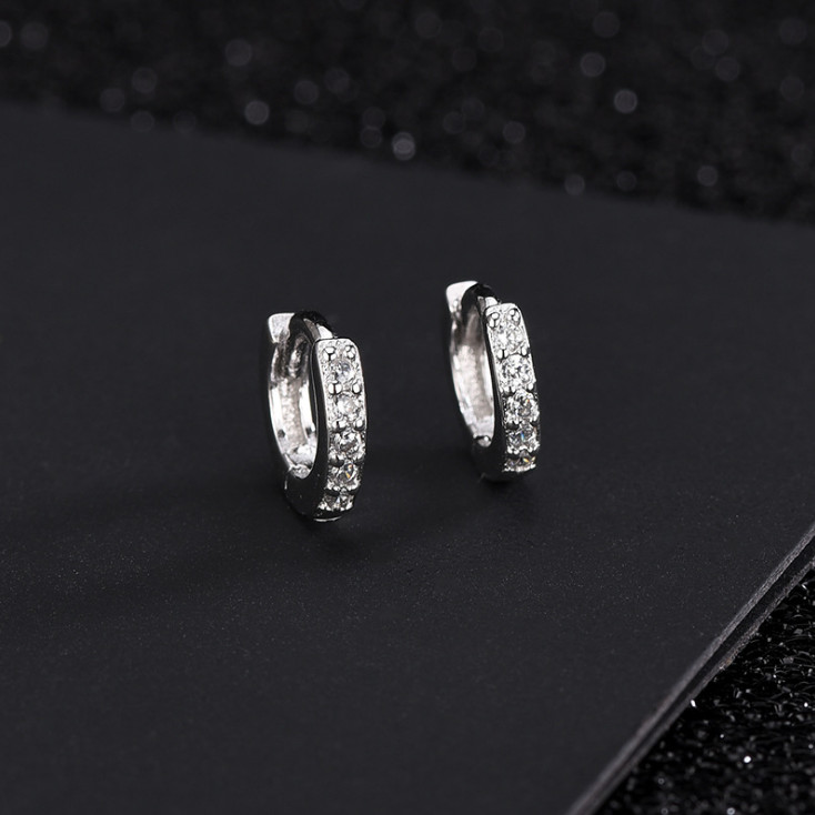925 Sterling Silver Huggie Hoop CZ Earrings Children Toddler Girls Size 6mm C4