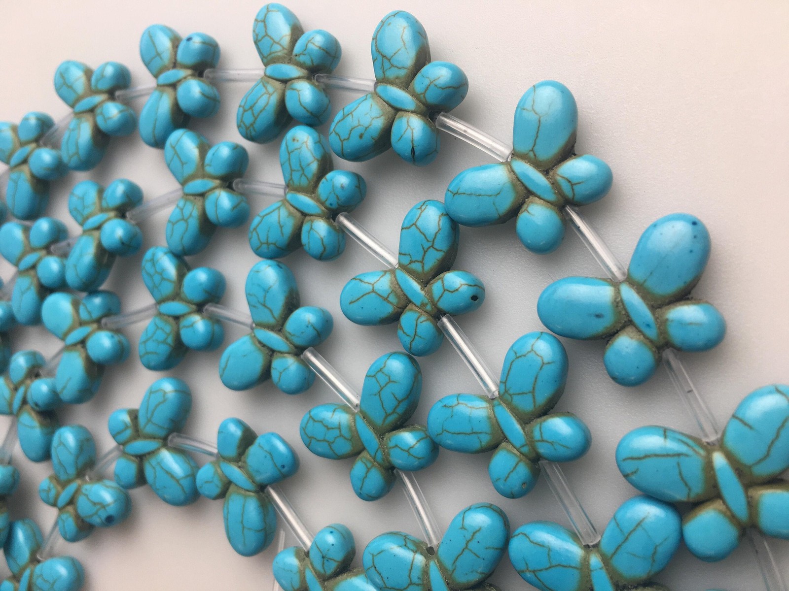 Blue Howlite Turquoise Butterfly Shape Beads 15x20mm 15.5″ Strand