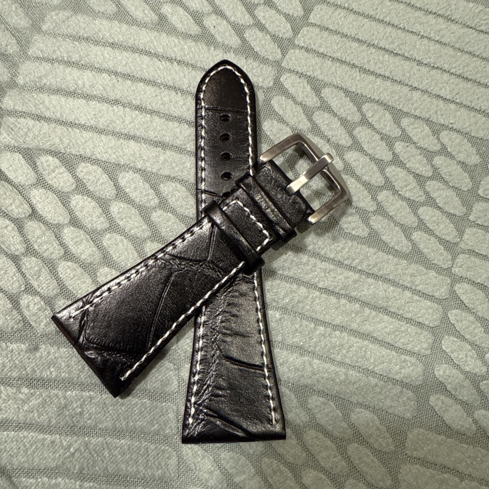 30mm Genuine Leather Watch Strap. White Stitching Available Upon Buyer’s Request