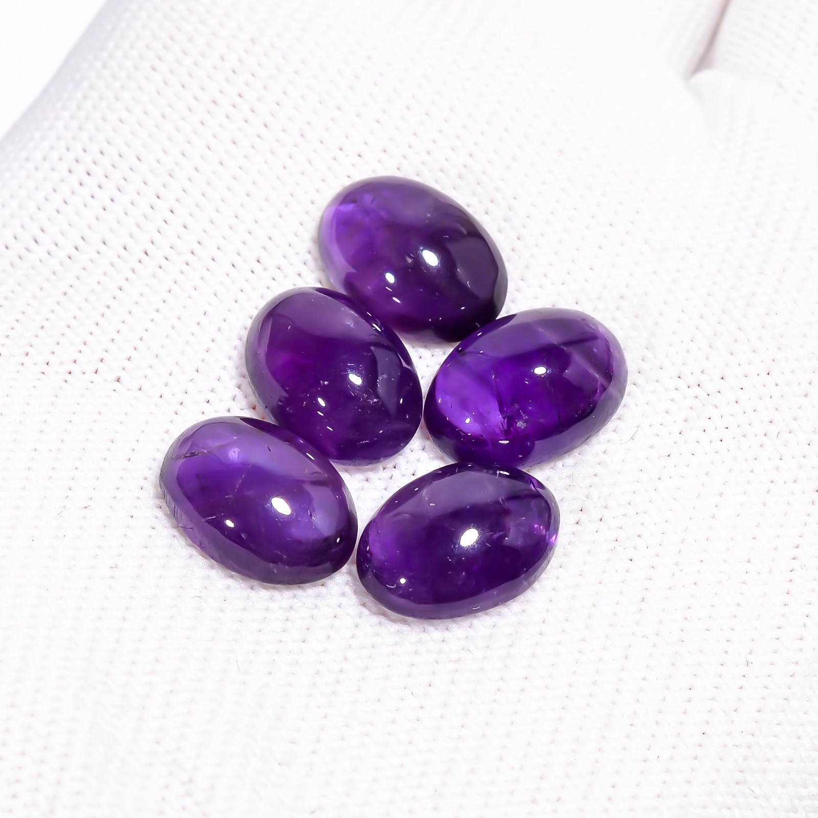 Natural purple Amethyst Oval Shape Gemstone Cabochon 5 Pc Lot 29.5 Cts 14X10X5mm